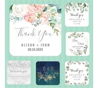 Adesivi personalizzati per bomboniere, etichette quadrate personalizzate, etichette di ringraziamento, decorazioni per matrimoni (5 cm)