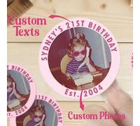 Adesivi personalizzati per il 21° compleanno, adesivi per il 21° compleanno, adesivi per feste di compleanno personalizzati, addio al celibato, viaggio di addio al celibato, adesivi personalizzati, re