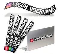 Adesivi personalizzati per sito web con indirizzo, nome utente, marchio, loghi per social media, biglietti regalo, personalizzati per te! Opzioni di font/colore/logo, selezione di simboli @, multifunz