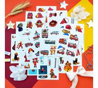 Adesivi Pompiere BulbaCraft per Bambini, 100 Pezzi, Decalcomanie in Vinile Impermeabili Riutilizzabili, Bomboniere per Feste, Forniture Scolastic