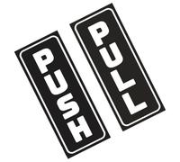 Adesivi Porta Rettangolari Pull Push in PVC Nero per vetro | Design Lettere Traforate e Testo Chiaro, per Ingressi Bagno e Spazi Commerciali