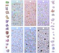 Adesivi Puffy per bambini, 600 pezzi, piccoli adesivi 3D Kawaii carini mini adesivi gonfi animali del fumetto gatto cane pinguino uccelli per custodia del telefono album artigianato