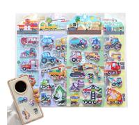 Adesivi Pufƒy - Adesivi 3D Veicoli da Cantiere, Adeesivi Auto-adesivi in PVC a Base d’Acqua per Bambini, Decorazioni DIY per Diario, Journal, Telefono, Scrapbooking Creativo, Set da 4 Pezzi 9.5x23cm