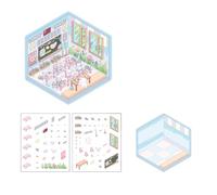 Adesivi riutilizzabili per bambini, set interattivamente per lavori di famiglia, con 4 disegni a tema e pinzette con impugnatura Crystal Paradisiacal Sticker Collection