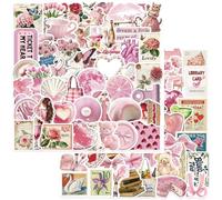 Adesivi rosa, 100 pezzi, in vinile, impermeabili, per scrapbooking, simpatici adesivi graffiti estetici Y2K per laptop, diari, skateboard, bicicletta, moto (stile 5)