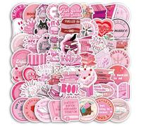 Adesivi Rosa Estetici per Libri,60pz Stickers Carini Aesthetic con Disegni Letterari Impermeabili per Laptop,Scrapbooking & Skateboard Regalo per Ragazze e Amanti della Lettura