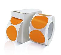 Adesivi rotondi da 25 mm, colore arancione, autoadesivi, rotolo, piccoli punti adesivi, etichette, codifica colori, cerchi, adesivi rimovibili, resistenti alle intemperie, con scatola dispenser, 500