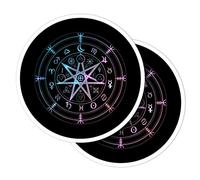 Adesivi rotondi in vinile (set di 2) 10 cm - Wicca Mandala Witches simboli magici per laptop, tablet, bagagli, album di rottami, frigoriferi #53564