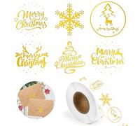 Adesivi Rotondi Natalizi, 1000pcs Adesivi Natalizi, Etichette di Adesivi di Natale, Stickers Natalizi, Natalizie Adesivo Tondo, Adesivi di Tenuta Natalizia, per Buste Festa Sacchetti Regalo (Oro)