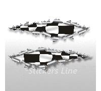 Adesivi SCACCHIERA cm 40 strappo effetto squarcio lamiera auto moto