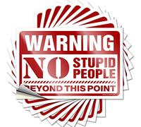 Adesivi scherzi con scritta "Warning No Stupid People Beyond This Point", 10 adesivi divertenti per auto con scritta "No Stupid People Sign", 8 x 12 cm