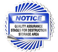 Adesivi scherzi per adulti Avviso fasi di garanzia della qualità per la distruzione adesivi area di stoccaggio 10 pezzi uomo grotta bar cartelli divertenti per la decorazione della casa (8 x 12 cm)