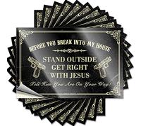 Adesivi scherzi per adulti Before You Break Into My House adesivi divertenti 10 pezzi uomo grotta bar cartelli divertenti per la decorazione della casa (8 x 12 cm)