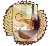 Adesivi scherzi per adulti sexy pinup ragazza posa in abito argento stretto cartello divertente adesivo 10 pezzi vintage bar decorazione bar grotta uomo bar (6 x 9 cm)