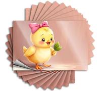 Adesivi scherzi per adulti Un simpatico pulcino con un fiocco rosa che tiene una foglia verde. Adesivi 10 adesivi per scherzi per adulti adesivi vuoti per paraurti (6 x 9 cm)