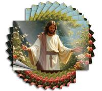 Adesivi scherzo Una figura serena si trova in mezzo a fiori vivaci, braccia tese in un ambiente tranquillo. Adesivi 10 adesivi divertenti di avvertimento adesivi per finestrini auto (6 x 9 cm)