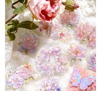 Adesivi Scrapbooking Fiori Kit，80 Pezzi Bullet Journal Adesivi Decorativi per Scrapbooking Diario Calendario Cartolina Album Fai Da Te(Flower Spectrum 1)