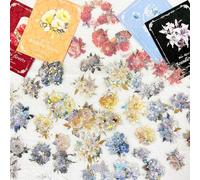 Adesivi Scrapbooking Fiori Kit，80 Pezzi Bullet Journal Adesivi Decorativi per Scrapbooking Diario Calendario Cartolina Album Fai Da Te(Flower Spectrum 2)
