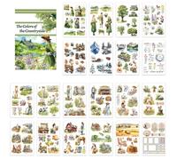 Adesivi Scrapbooking PET, 20 Pezzi Stickers per Album di Ritagli a Giardino/Gattino/Bar/Campagna, Adesive per Scrapbook Artigianato Diario Ephemera DIY
