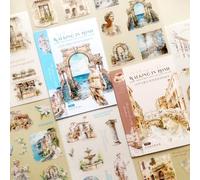 Adesivi Scrapbooking Vintage Stickers 160Pz/20 Fogli Adesivi per Viaggi e Architettura per Decorare Scrapbooking Accessori,Junk Journaling, Giornali Fai-da-te(Roma Serie 2)