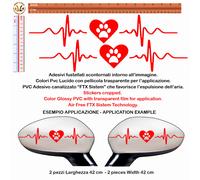 Adesivi specchietti cardio cuore pvc rosso red Sticker cropped band Wing Mirror