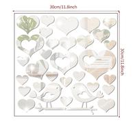 Adesivi Specchio Acrilico Modello Cuore 2 Pezzi per Decorazione Parete Casa