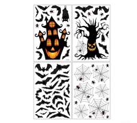 Adesivi statici per finestre con motivo pipistrello e ragnatela per Halloween, materiale PVC con adesivi bifacciali per una facile applicazione e rimozione