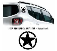 Adesivi Stella Army Militare per Jeep Renegade, Diam 20 cm, Nero Opaco, 2 Pezzi