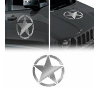 Adesivi Stella Army Militare per Jeep Renegade, Diam 33 cm, Argento, 2 Pezzi