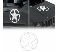 Adesivi Stella Army Militare per Jeep Renegade, Diam 33 cm, Bianco, 2 Pezzi