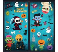 Adesivi Stickers di Halloween Vetrofanie Finestre per Vetrine Riutilizzabili Decorazioni Casa Halloween Decorazioni Adesivi per Finestre Vetrine Gatto Pipistrello Fantasma Vetrofanie