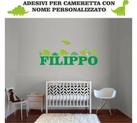 adesivi stickers pareti muri Bambini nome dinosauri CM. 100x42