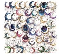 Adesivi trasparenti da sogno, con luna galattica, 50 pezzi, in vinile alla moda, per laptop, skateboard, scrapbook moto, valigia, bicicletta, bagagli, impermeabili, stelle lunari, per adulti e ragazze
