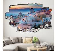 Adesivi Trompe l'occhio Foro nel muro - Isola di Santorini 3617681977629 - Altezza 40 x Larghezza 64 cm