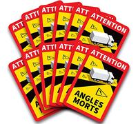 Adesivi Ufficiali per Punti Ciechi dei Camion - Attention Angles Morts - qualità Premium - Garanzia 8 Anni - Anti-UV - AntiGraffio - Obbligatori in Francia - 17 x 25 cm - Confezione da 3 a 48 pz