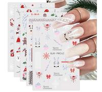 Adesivi Unghie Natale, 9 Fogli Autoadesivi Nail Art Stickers Unghie Decorazioni