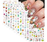 Adesivi Unghie Pasqua, 12pcs Sticker Unghie Coniglio, Nail Art Stickers, Graziose Decorazioni per Nail Art per Pasqua(12 stili)