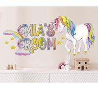 Adesivi Unicorno Bambina - Adesivi Personalizzati - Stickers Murali - Adesivi Arcobaleno - Adesivi Murali Bambini - Stickers Unicorno - Adesivi Murali