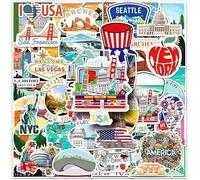Adesivi USA | 50Pcs Adesivi Vinilici Impermeabili Stati Uniti d'America per Borracce, Laptop, Valigie, Bicchieri, Computer, Telefoni, Skateboard, Chitarra