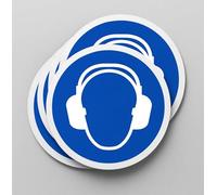 Adesivi Uso di protezioni uditive Pack 5 pz da 5 cm adesivo segnaletica industriale EPIs (5 cm, protezione uditiva)