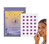 Adesivi UV, adesivi di rilevamento UV, set di 24 macchie per il viso | Riserva di cura personale, crema solare impermeabile a forma di stella ricorda ancora per bambini per adulti