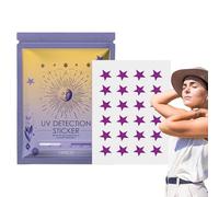 Adesivi UV - Set di 24 stelle macchie modellate per il viso | Promemoria di crema solare attivata dai raggi UV, macchie UV a forma di stella, adesivi per la protezione della pelle all'aria
