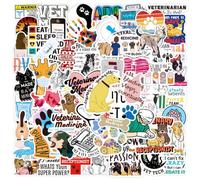 Adesivi veterinari 100 pezzi in vinile Funny Animali Doctor Stickers per bottiglie d'acqua, skateboard, laptop, bicicletta, scrapbook bagagli moto, impermeabili, simpatici adesivi veterinari per