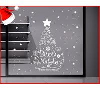 Adesivi vetrina addobbo natale vetrofania decorazione natalizia Buon Natale casa