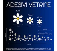ADESIVI VETRINA FIORI 42 pz NUOVA COLLEZIONE PRIMAVERA MARGHERITE ESTATE a0883
