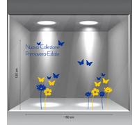 ADESIVI VETRINA PRIMAVERA NUOVA COLLEZIONE FIORI FARFALLE SALDI ESTATE a1027