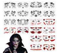 Adesivi Viso Halloween Paurosi 20 Pezzi Decalcomanie Facciali da | Decalcomanie Trucco Vampiro Donna Uomo Party Tema Evento Scuola Recita Carnevale Concerto Spettacolo