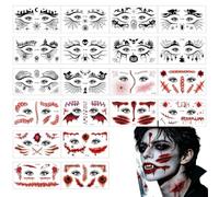 Adesivi Viso Halloween Paurosi | 20 Pezzi Decalcomanie Facciali da Travestimento | Decalcomanie Trucco Vampiro | per Donne Feste Raduni Eventi a Tema Recite Scolastiche Celebrazioni Carnevale Masquera