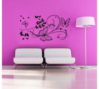 Adesiviamo Butterfly L Adesivo Murale, PVC, Nero, 75 x 55 cm