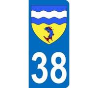 Adesivo 38 con Stemma isère per targa auto (9,8 x 4,5 cm)